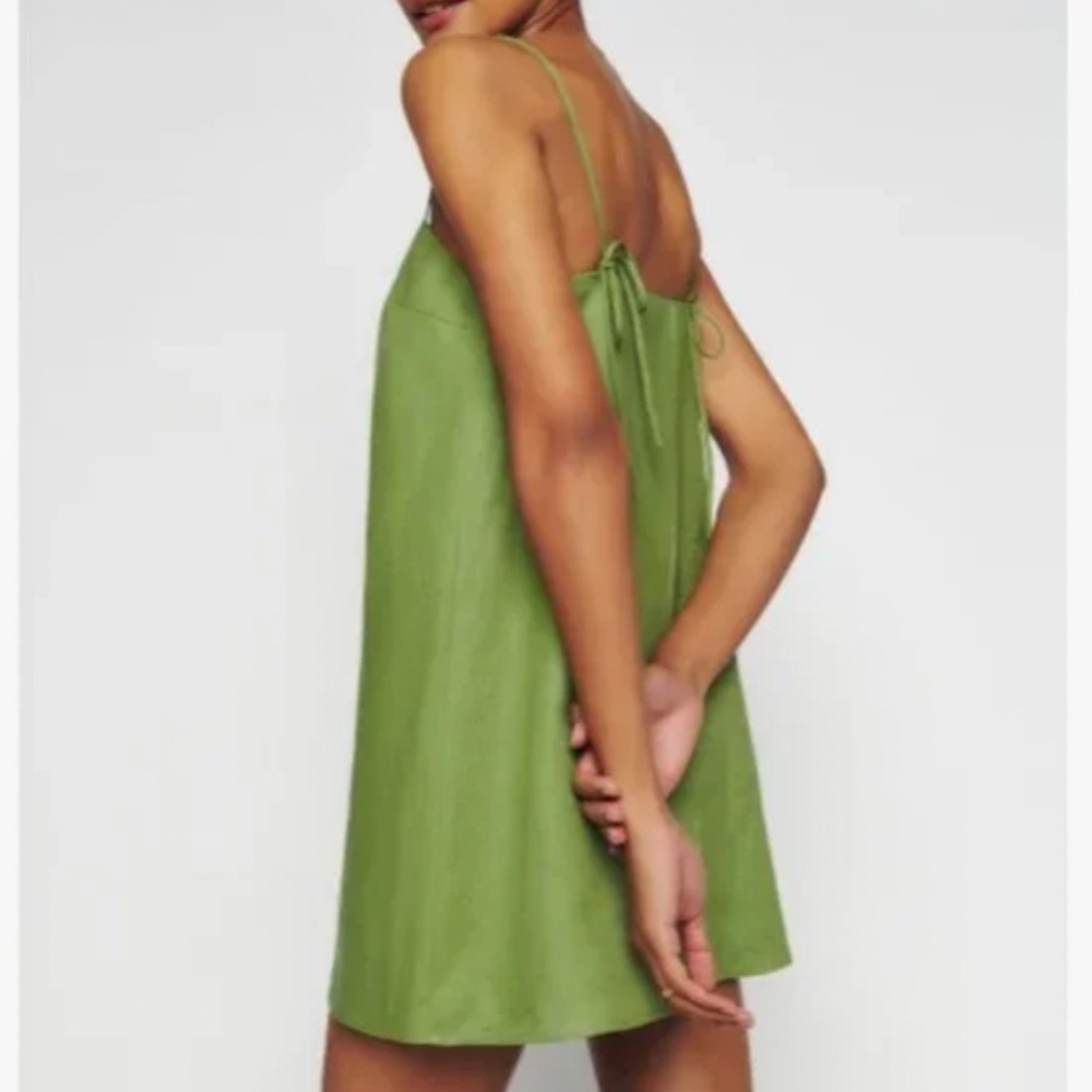 Reformation Aubree Linen Mini Dress - Avocado